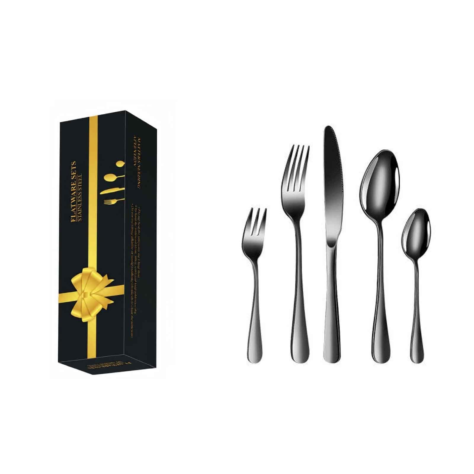 Service De Couverts 30 Pièces En Acier Inoxydable, Pour 6 Personnes,acier Inoxydable Couverts, Ensemble De Couverts Élégant Couverts Pour La Famille, Les Fêtes, Les Hôtels, Les(Black)