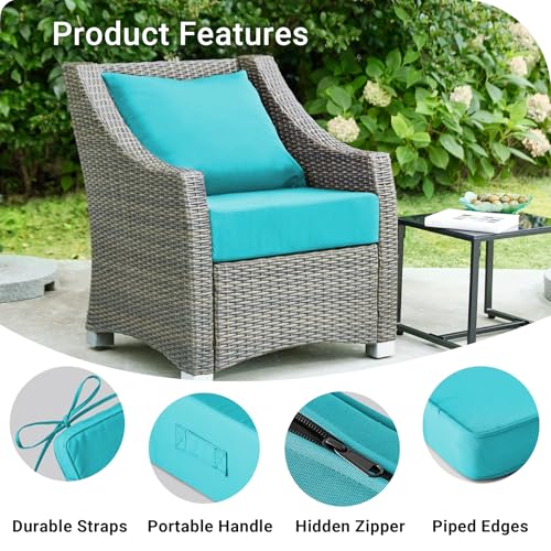 Image of IPYNBAP Outdoor Cushions for Patio Furniture,Outdoor Seat Cushion Set 24 x 24 x 5.75 Inch,Waterproof & Fade Resistant Outdoor Chair Cushions,Deep Patio Chair Cushion with Removable Cover,Teal
