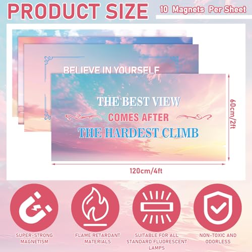 Image of VIHOSE 4 Pcs Fluorescent Light Covers for Ceiling Lights 4 x 2 ft Motivational Magnetic Light Covers Inspirational Classroom Filters for Classroom Office Home Kitchen(Sunset)
