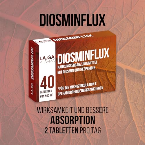 Diosmin und Hesperidin 500 mg, Venen Tabletten mit Diosmin, Hesperidin, Red Vine und Flavonoiden. 40 Tabletten Hochdosiert für Krampfadern, geschwollene Beine, Geplatzte Kapillaren und Ödeme Beine.