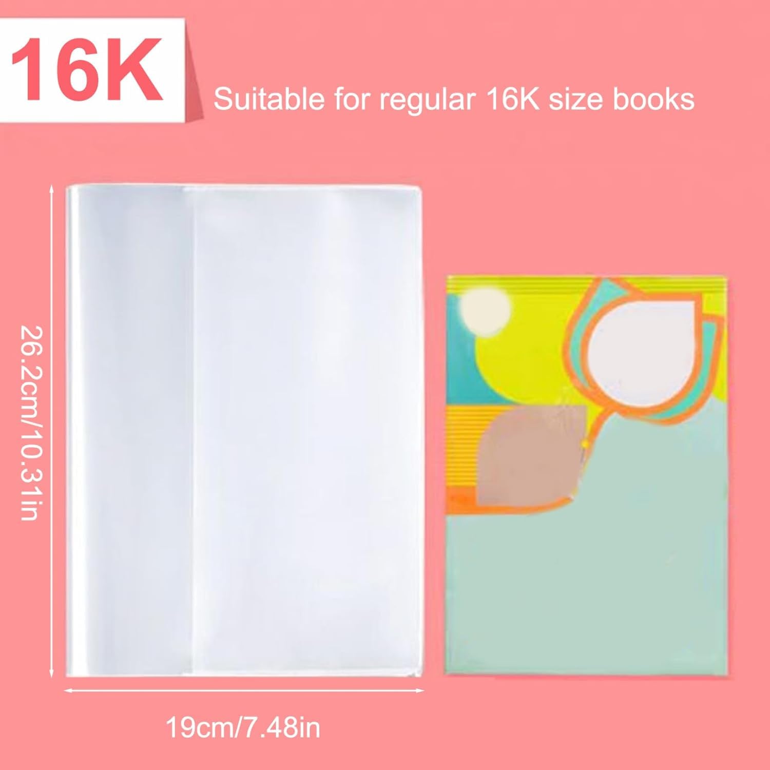 10 Stück Buchumschlag 16K Transparent - 19,5x26cm Bucheinschlagfolie Mit Selbstklebefunktion