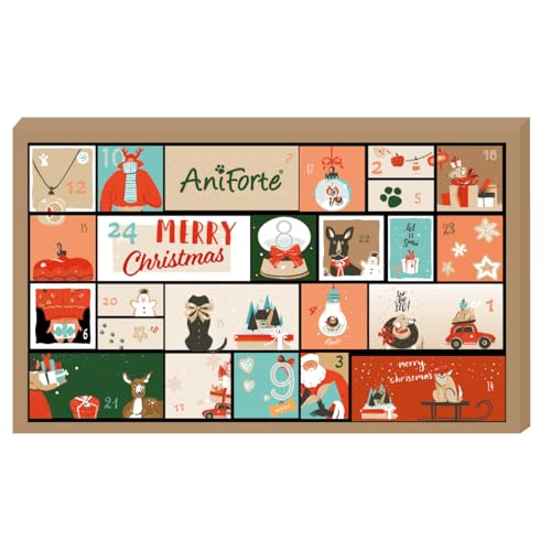 AniForte Premium Adventskalender für Hunde 2025 - Natürliche Hundesnacks, Leckerli & Produkte, Weihnachtskalender XXL für alle Altersstufen, getreidefrei