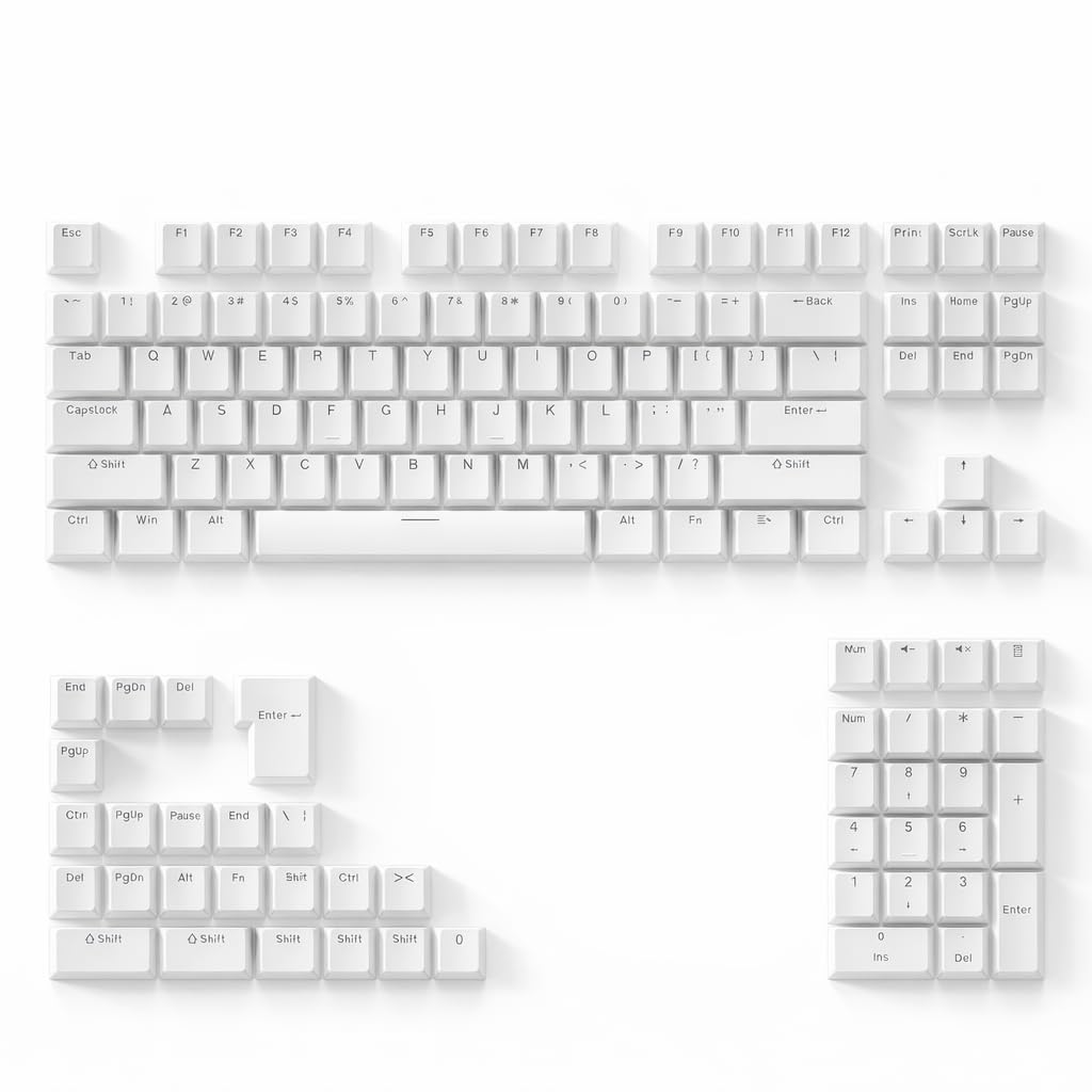 Photo 1 of 131 Keys PBT Keycaps Set, Double Shot Shine Through Backlit Key Caps, OEM Profile Custom Keycap for Most Mechanical Gaming Keyboards, Fits 61/68/75/84/87/96/98/104 Layouts (White)