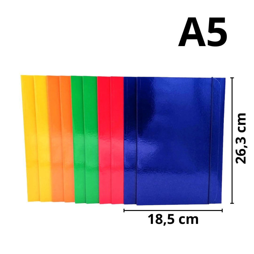 Cartelline Portadocumenti A4 Con Elastico | Copertina Rigida 700g/mq | Plastificata Lucida | Confezione Da 10 - Foto 6