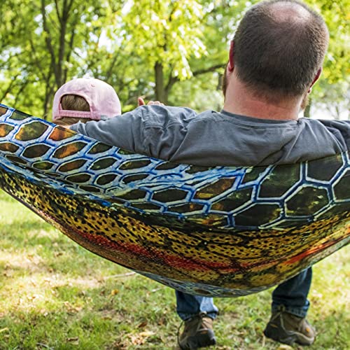 Equip Outdoors Portable Camping Hammock, Hanging Kit Included, One Person Photo Real Hammock, Trout #TOP5