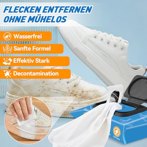 Mallbaola Schuh-Tücher, 30 Stück Schuhputztücher Entfernt Schmutzflecken, Einweg Sneaker Reiniger, Schuhputzsets Tragbar Für Reisen, Schuhe Reiniger Feuchttücher für Leder, Stoff, Weiße Sneaker
