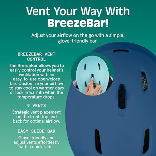 Image of Retrospec Zephyr Ski Helmet - Snowboard Helmet for Adults & Youth with Adjustable Fit, 9 Breathable Vents, Removable Washable Earmuffs - Snow Sports Helmet for Men & Women