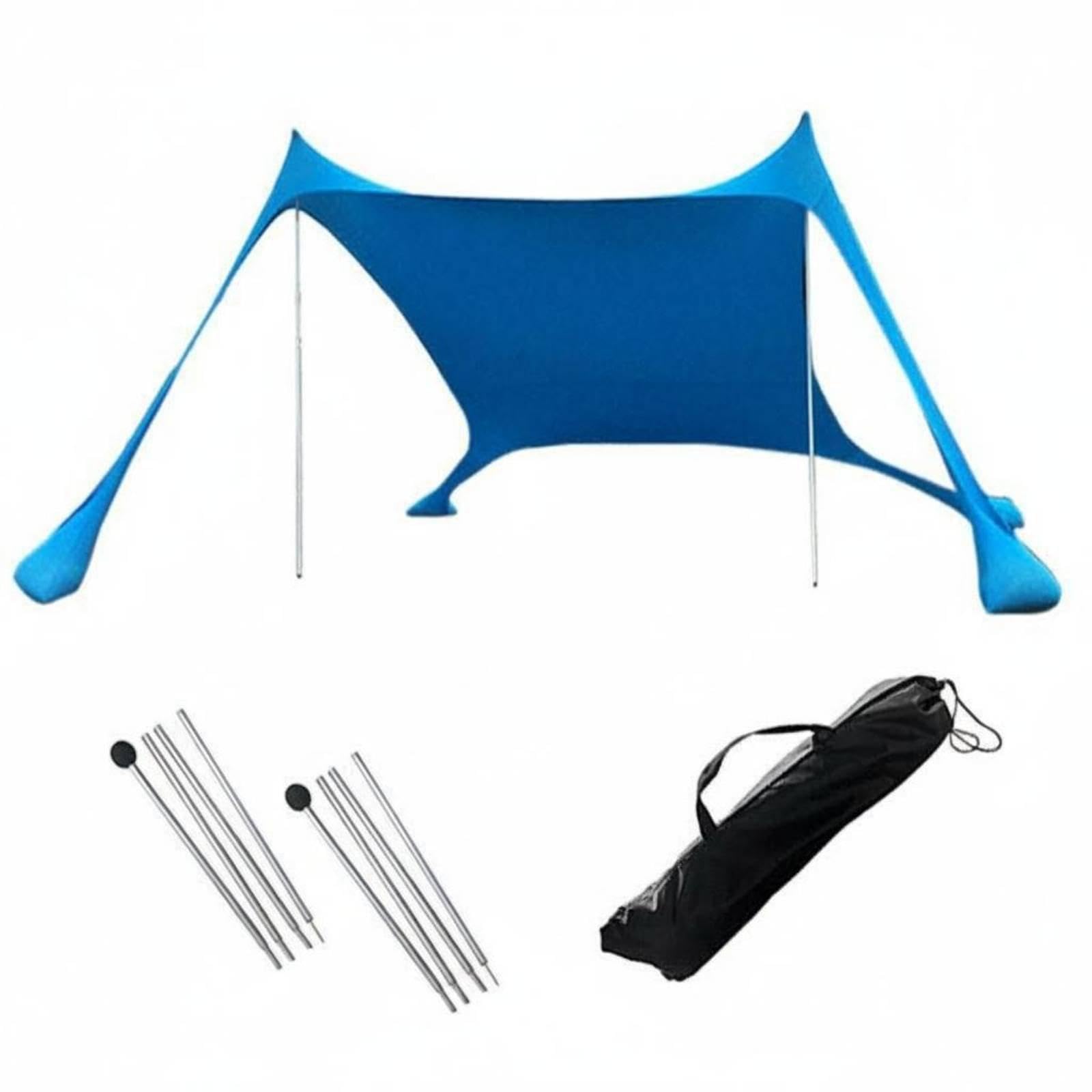 Portable Beach Canopy Protection Beach Sun Canopy Quick Setup Camping Shade Tent for Fishing 200-210-150cm Blue 2 Iron Poles-image-29