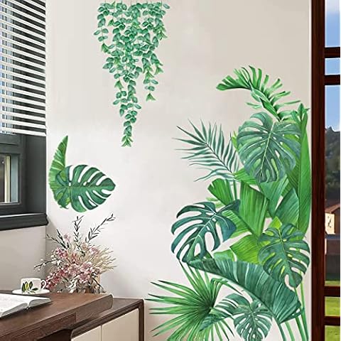 HPNIUB Grüne Blätter Wandtattoo,Modern Wandaufkleber Wohnzimmer Cover