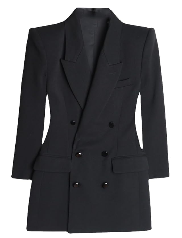 Womens Formal Suit Blazer Double Breasted Tuxedos Coat Peak Lapel Jacket