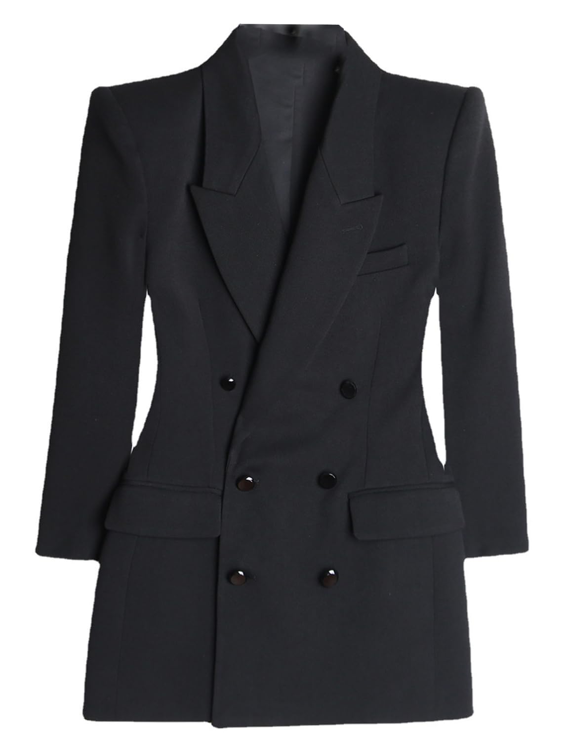 Womens Formal Suit Blazer Double Breasted Tuxedos Coat Peak Lapel Jacket