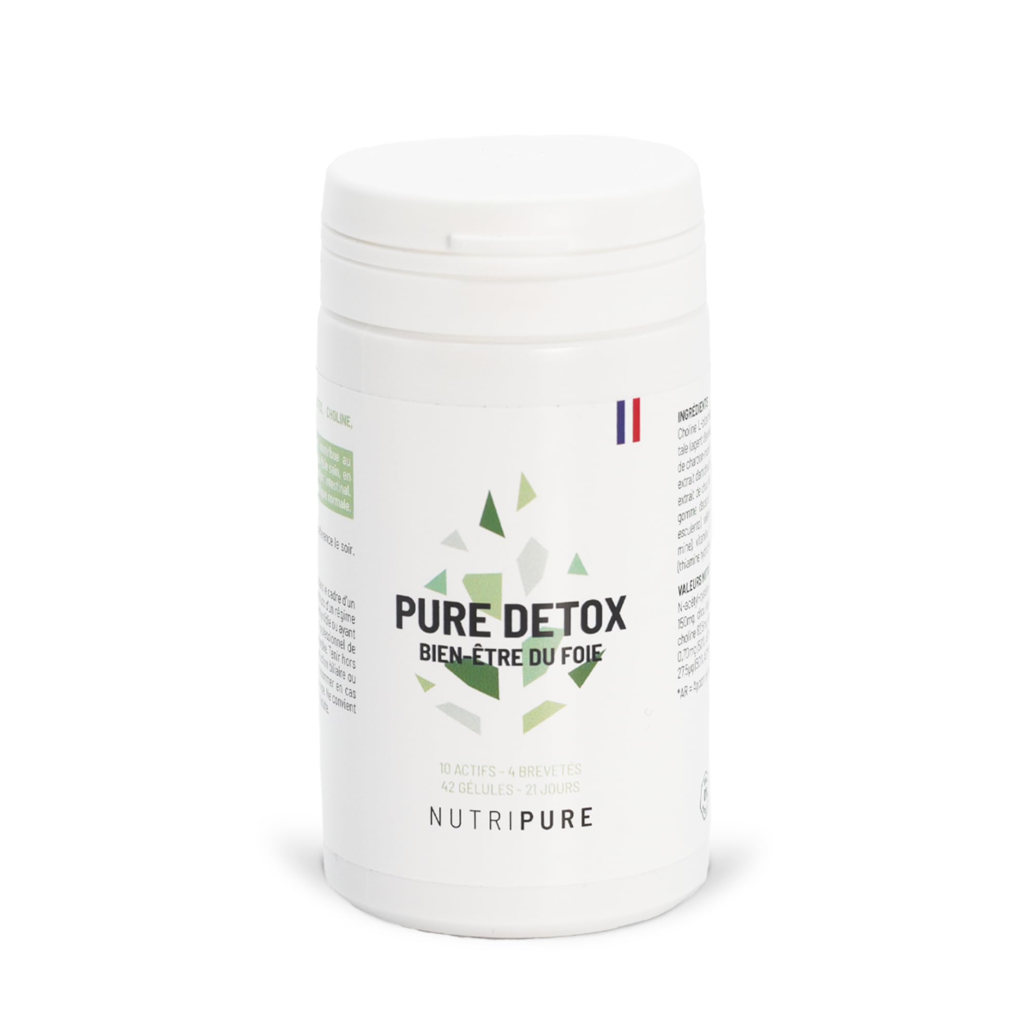 Nutripure | Pure Detox Foie | Soutien complet de la détoxification hépatique | 4 extraits brevetés (Chardon-Marie, Artichaut, Chou Kale, Choline) | Cure de 21 jours (42 gélules)