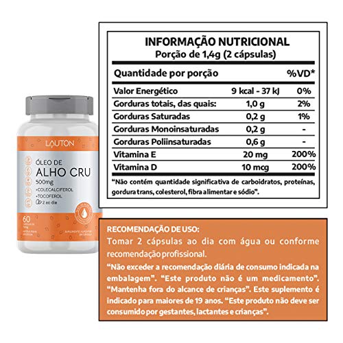 Óleo de Alho Cru 500mg (Clinical Series) 60 Cápsulas