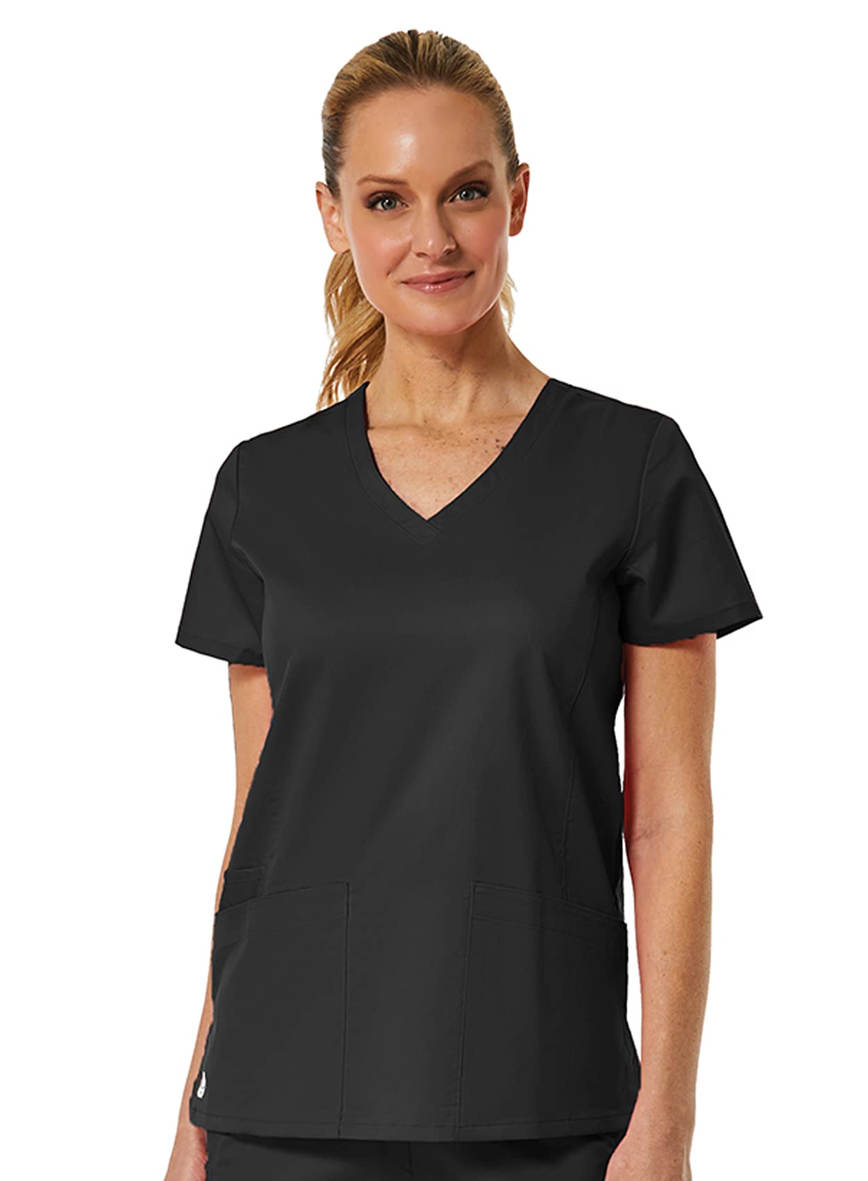 MaevnEon by Back Mesh Panel Shaped V-Neck Top