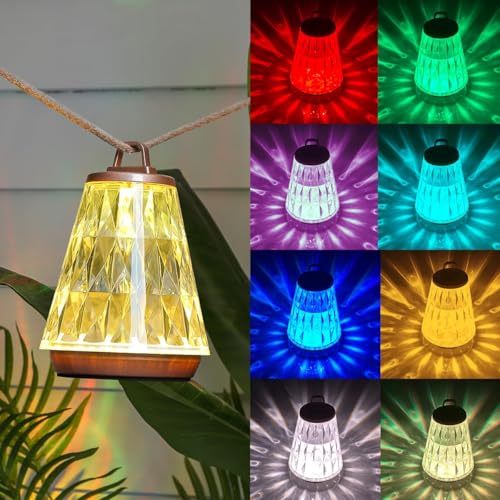 BKZO Lámpara de mesa de cristal, LED táctil RGB que cambia de color, recargable por USB, impermeable IP44, multicolor, para dormitorio, sala de estar, camping