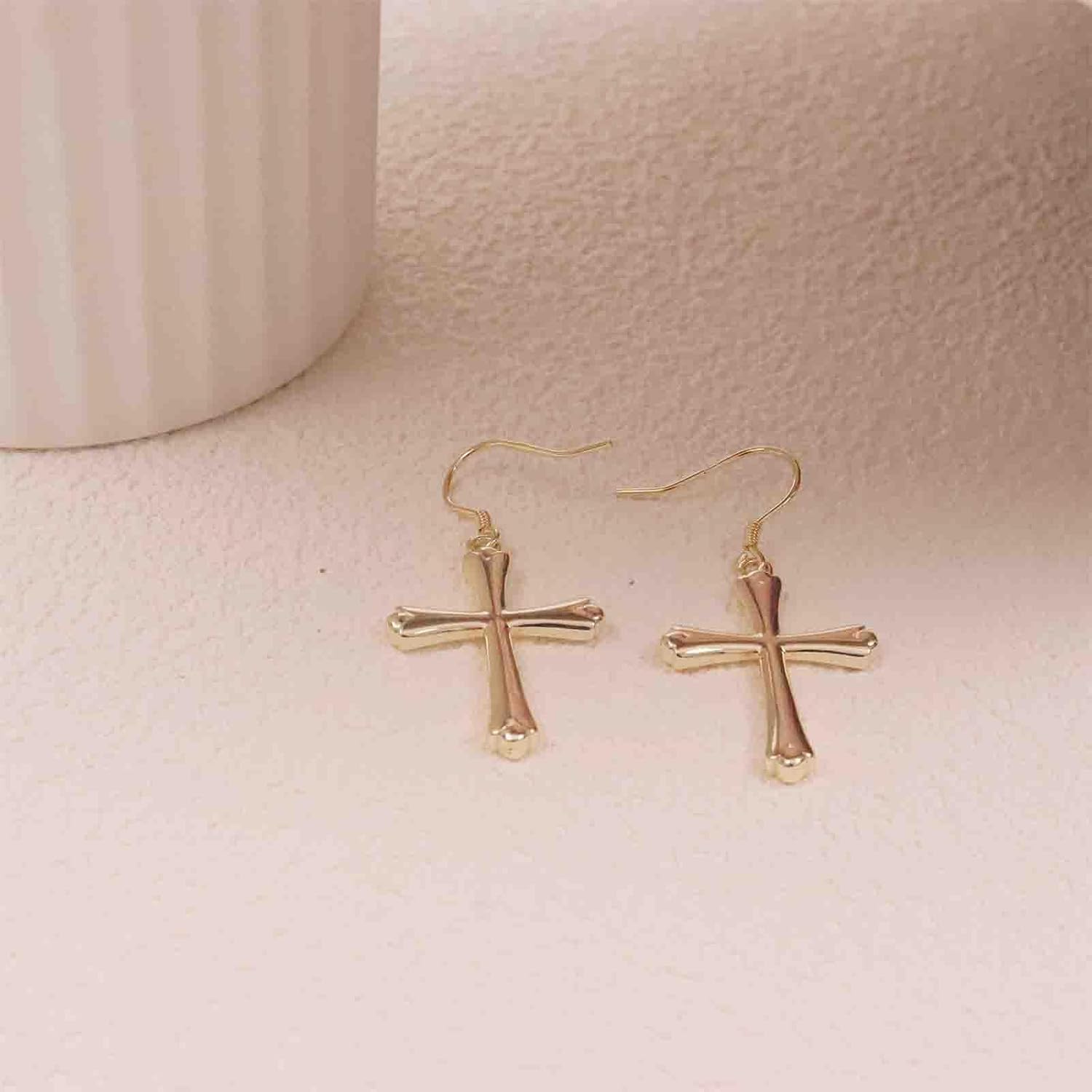 ToHeart Gold Cross Hoop Earrings for Womens Minimalist Gold Earrings Dangle Elegant Hypoallergenic Gifts - Image 3