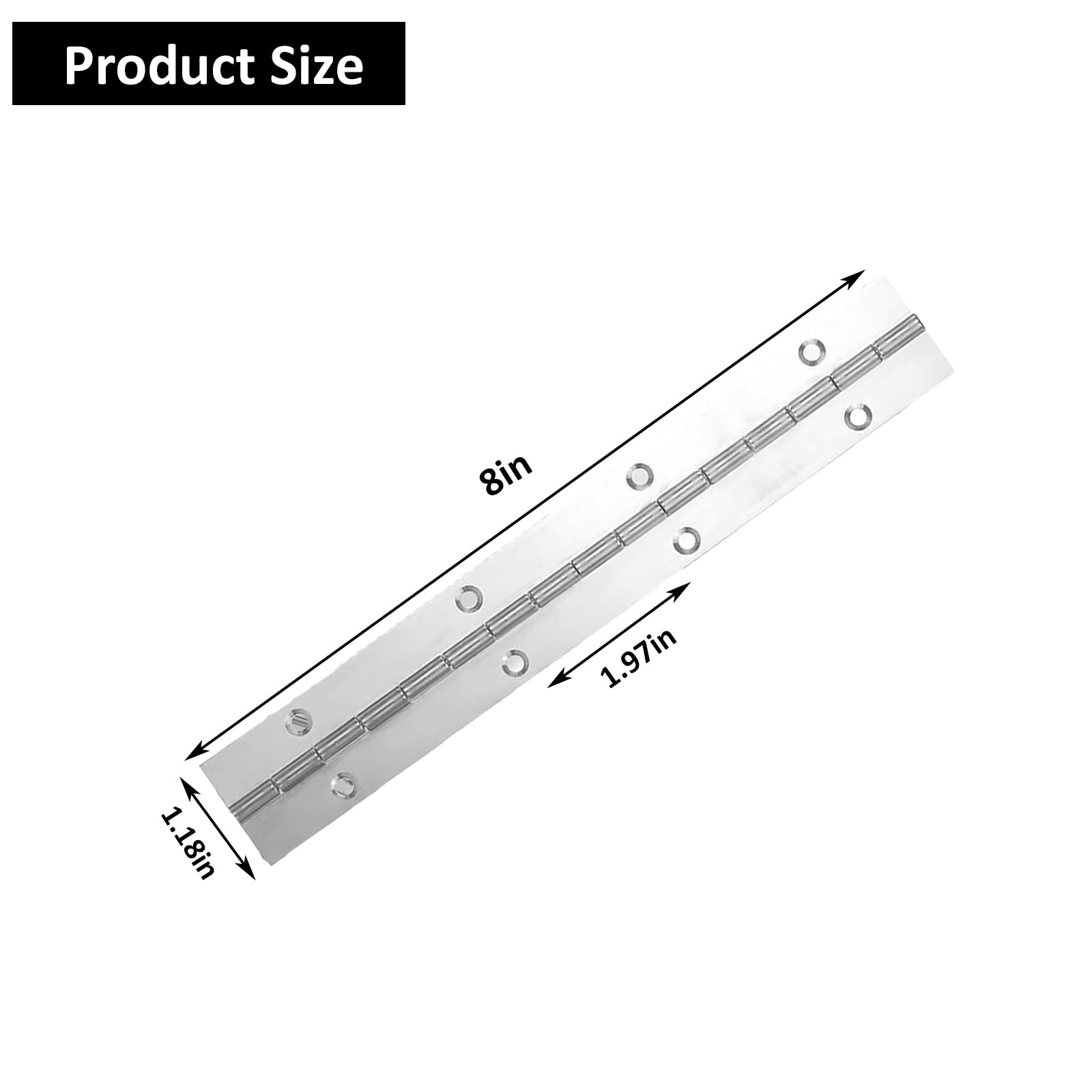 4 Pack 8 Inch Continuous & Piano Hinges, Silver Stainless Steel 304 Continuous Folding Hinges for Doors, Cabinets, Window - Image 2