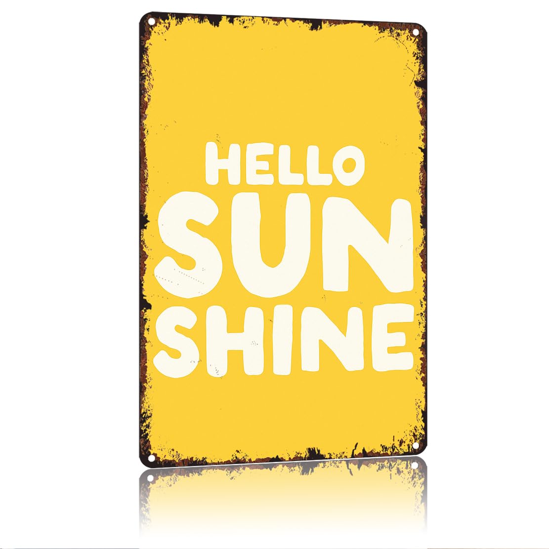 peiyeety Hello Sunshine Funny 8x12 Inch Aluminum Vintage Metal Tin Signs-For Living Room Kitchen Bedroom Patio Porch Men'S Nest Wall Decor