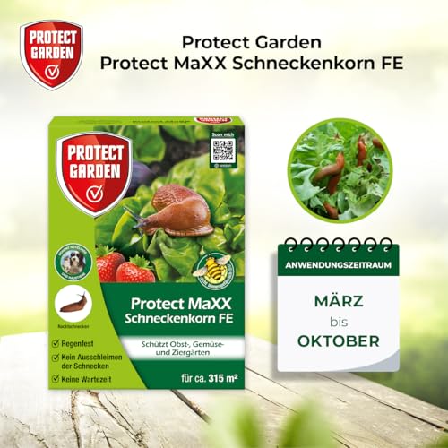 PROTECT GARDEN Protect MaXX Schneckenkorn FE, regenfest, zuverlässige Schneckenbekämpfung an Gemüse, Obst und Zierpflanzen, 1,2kg Faltschachtel für bis zu 315m²