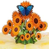 Paper Love Sunflowers Pop Up Card, Handmade 3D Popup Greeting Cards for Mothers Day, Valentines Day,...
