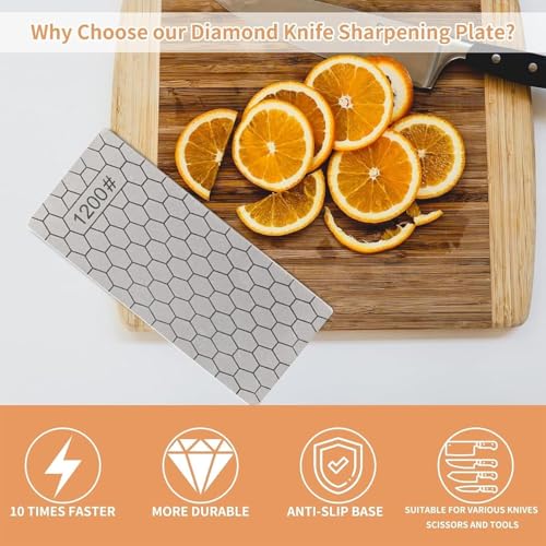 Image of Diamond Sharpening Stone, Sharpening Stone, 1200 Grit Honeycomb Surface Whetstone for Kitchen Knives and Tools, Efficient Sharpening and Honing, Compact Storage Solution