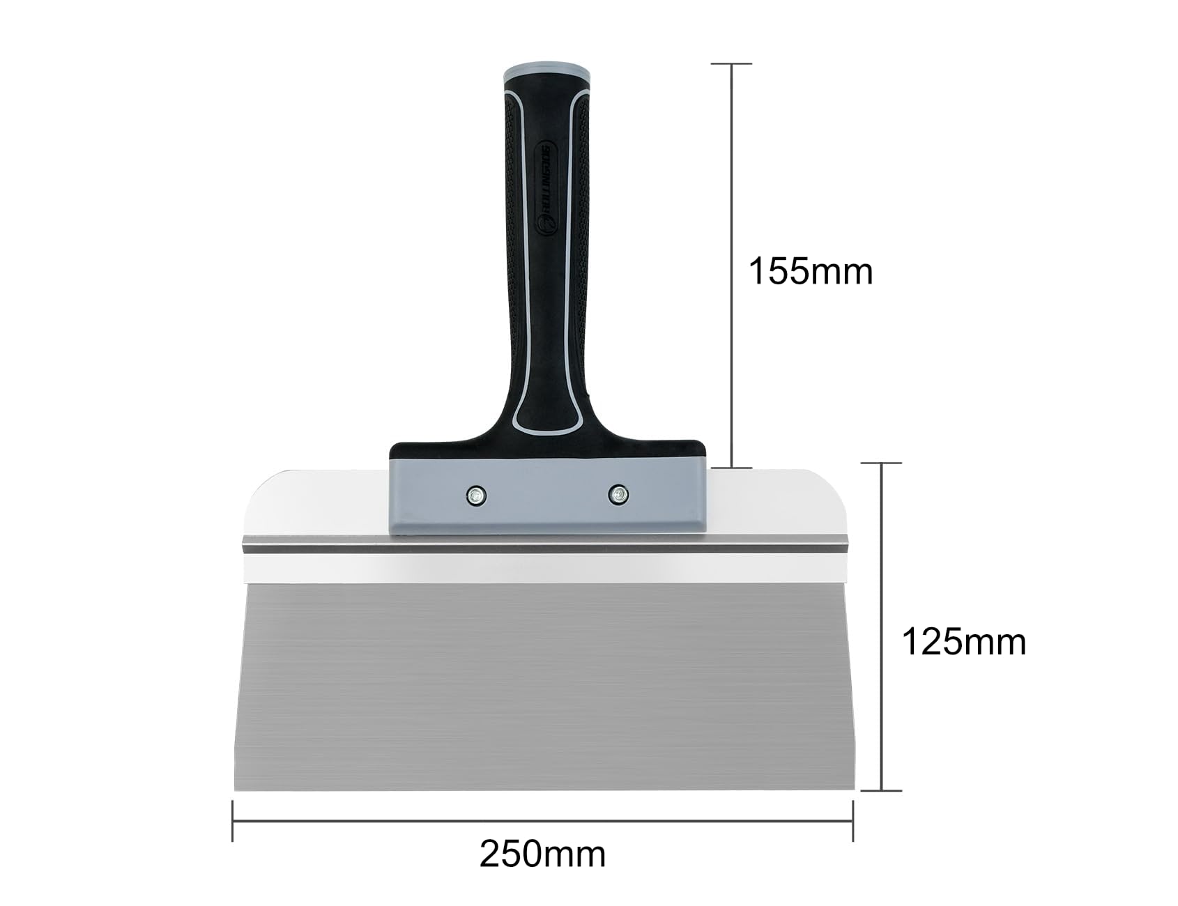 ROLLINGDOG Spatule de surface de 250 mm – Spatule large pour cloison sèche, idéale pour le masquage et le lissage, lame en acier inoxydable, poignée en caoutchouc confortable