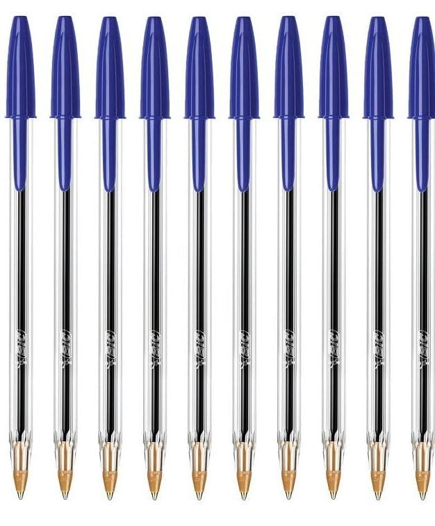 Bolígrafos de tinta de larga duración BIC Cristal de 1 mm en paquete de 10 unidades de uso diario