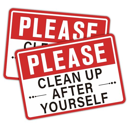 2PCS Be Considerate Clean Up After Yourself Sign for Bathroom and Kitchen,Self-Adhesive Waterproof Keep This Area Clean Rules Sticker for Home, Business, Office, Shared Kitchen,Break Room and School