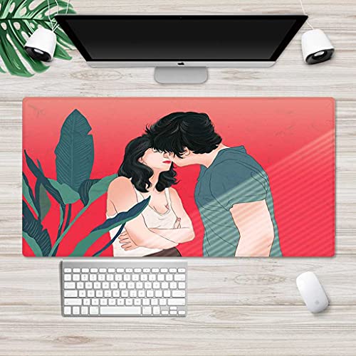 Tapis de souris gaming XXL 1000x500 mm motif anime couple pour bureau gamer