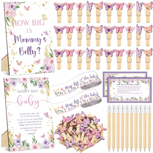 Wonderjune 114 Pcs Our a Little Butterfly Is on The Way Baby Shower Game