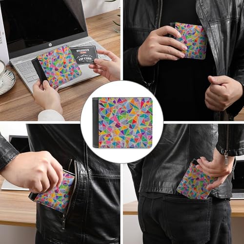 Bunch Of Triangles Cute Slim Bifold Wallet for Men Stylish Front Pocket Purse with Card Holder Slots3