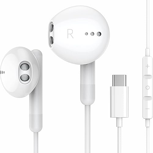 Auriculares USB C para iPhone 15 Pro Max 15 Plus iPad Pro USB C con micrófono intrauditivo auriculares con cable USB tipo C auriculares para Google