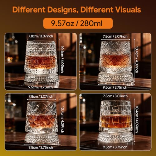 BOCT Spinning Whiskey Glasses Set of 4, 9.57 oz - image 2