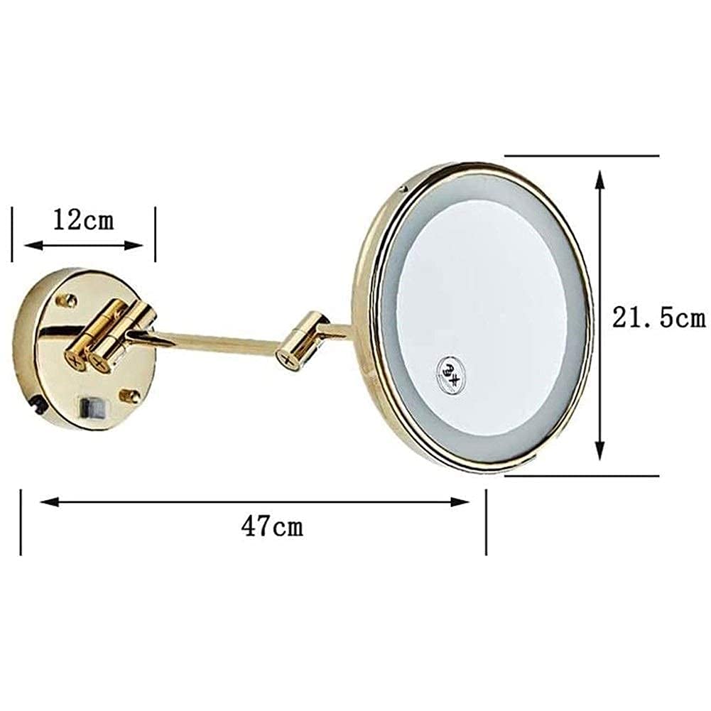Espejo de tocador, espejo de maquillaje, espejo de tocador, espejo de maquillaje montado en la pared, espejo cosmético con aumento 3X, espejo de tocador extensible con rotación de 360 ° para baño