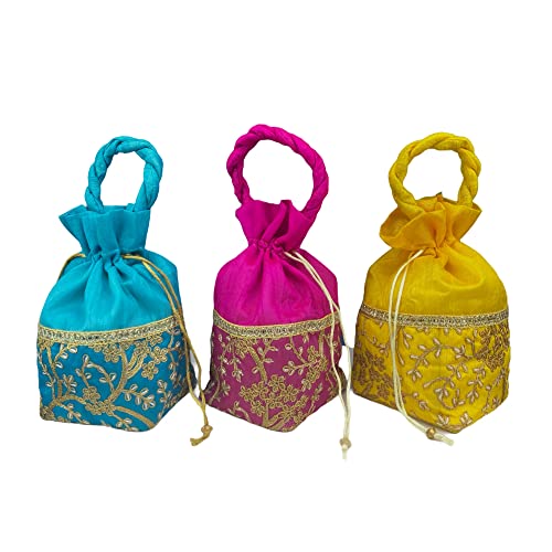 LOVENSPIRE (3 Potli Bags Handmade Indian Potli Women Zari Ethnic Hand Bags,Wedding Return Gifts,Festival Gifts, Pooja Favors,Housewarming Baby Shower Favor LOVENSPIRE (3 Potli Bags Handmade Indian Potli Women Zari Ethnic Hand Bags,Wedding Return Gifts,Festival Gifts, Pooja Favors,Housewarming Baby Shower Favor