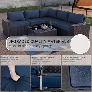 Kullavik 6PCS Outdoor Patio Furniture Set PE Wicker Rattan Sectional Sofa Patio Conversation Sets,Navy Blue Kullavik 6PCS Outdoor Patio Furniture Set PE Wicker Rattan Sectional Sofa Patio Conversation SetsNavy Blue