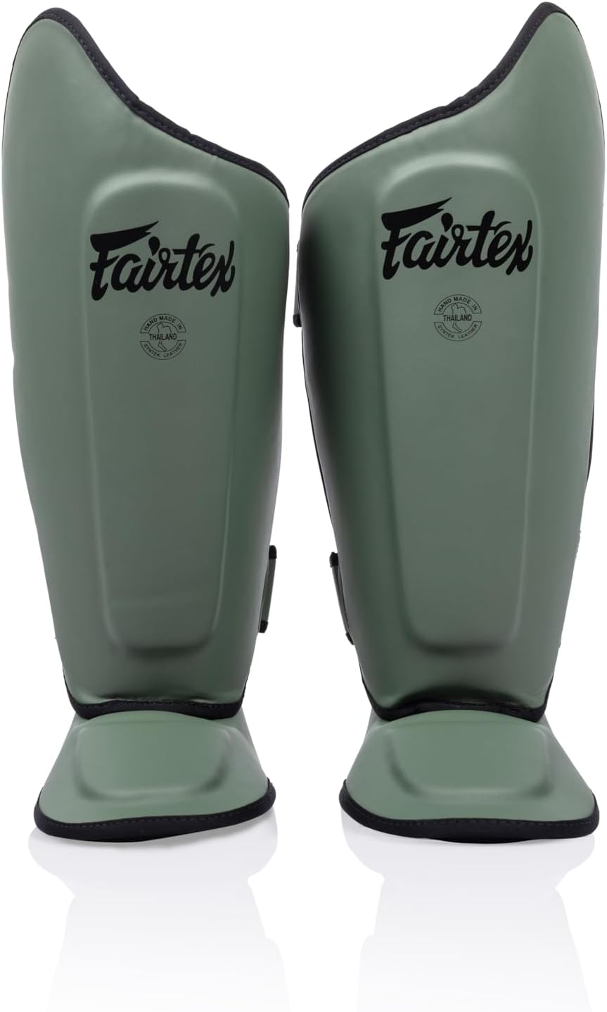 Fairtex SP8 Muay Thai Shin Guards for Men, Women, Kids | Shin Guards Made with Syntek Leather & are Premium, Lightweight & Durable | Expanded Side Protection