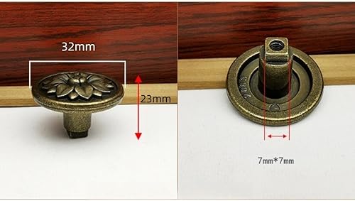 Miniatura 6 de 2 tamaños de 1.3 pulgadas (1.260 in) de diámetro, perilla rústica de pétalos, pomo de tira de pétalos, bronce antiguo, tira decorativa tallada, tira