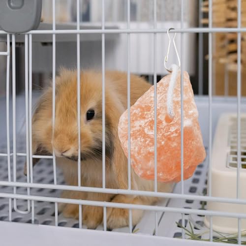 PINVNBY Salt Blocks for Rabbits,4 Pieces Himalayan Small Pets Lick Salt Block Natural Mineral Salts with Hook Hanging Small Animals Chew Toys for Horses Bunny - Image 2