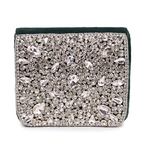 Image of THE TAN CLAN Kavya Beige Flap Over Bag Clutch Purses Luxury Evening Handbags with Handle