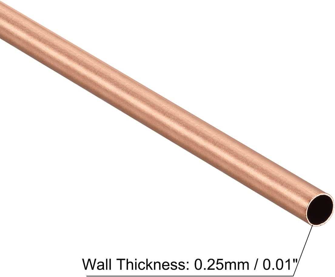 Copper Round Tube 4.5mm OD 0.25mm Wall Thickness 200mm Length Pipe Tubing 3 Pcs