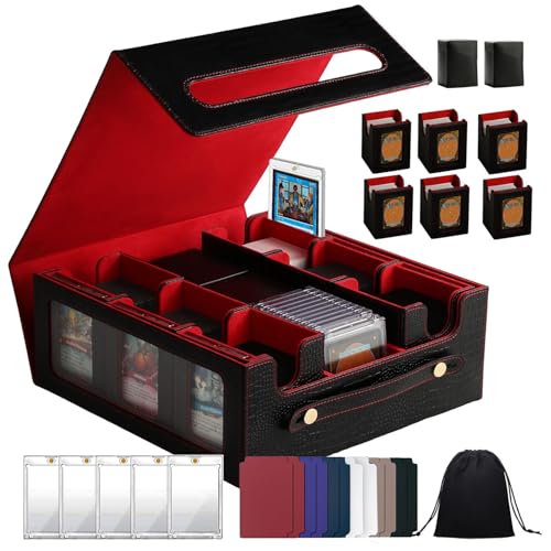 Scimi 9IN1 MTG Deck Box with Handle, Fits 1000 Trading Cards or 8 Commander Decks, Premium Black Red...