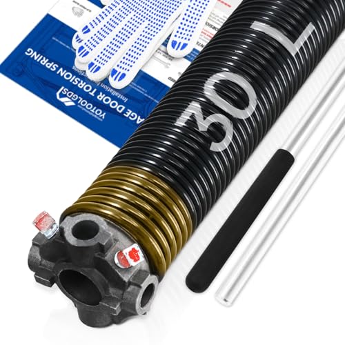 YoToolGDS Left Hand Windï¼ˆBlack Coneï¼‰2" Garage Door Torsion Spring with Non-Slip Winding Bars & Gloves, High Precision Electrophoresis Black Coated, for Replacement, MIN 16,000 Cycles (0.250x2''x30'')