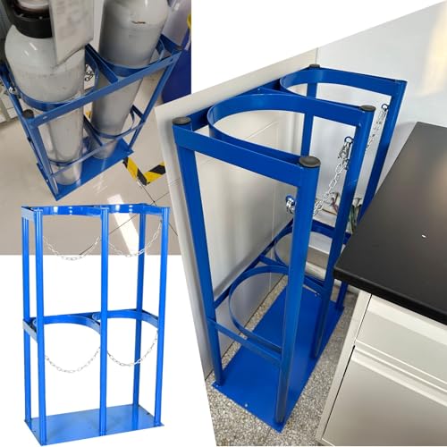 Support double pour bouteilles de gaz en acier avec base perforée pour fixation au sol