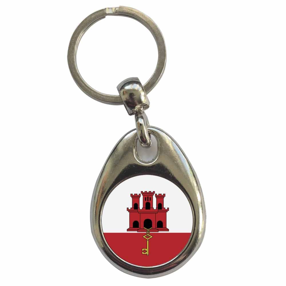 Ozorath Gibraltar Flag Keyring Keychain with Split Ring Attachment and Metal Key Fob