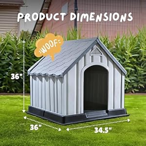 Ram Quality Products Innovative Outdoor Pet House Large Waterproof Dog Kennel Shelter for Small, Medium, and Large Dogs with Slanted Roof, Gray Ram Quality Products Innovative Outdoor Pet House Large Waterproof Dog Kennel Shelter for Small, Medium, and Large Dogs with Slanted Roof, Gray