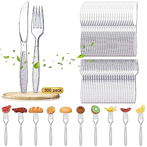 100 stycken plastbestick, plastgafflar plastgafflar, bestick plast, festbestick, genomskinliga bestick plast, gafflar kakor återanvändbara, plastbestick för familjefester, middag utomhus