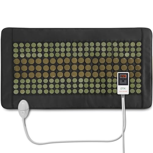 UTK Far Infrared Heating Pad for Back, 5X Deeper Pain Relief for Full Back, Thigh, Hip, Muscle, Hotter to 149℉, Weighted Electric Mat with Jade Tourmaline Stones, 22' x 39' Extra-Large Size