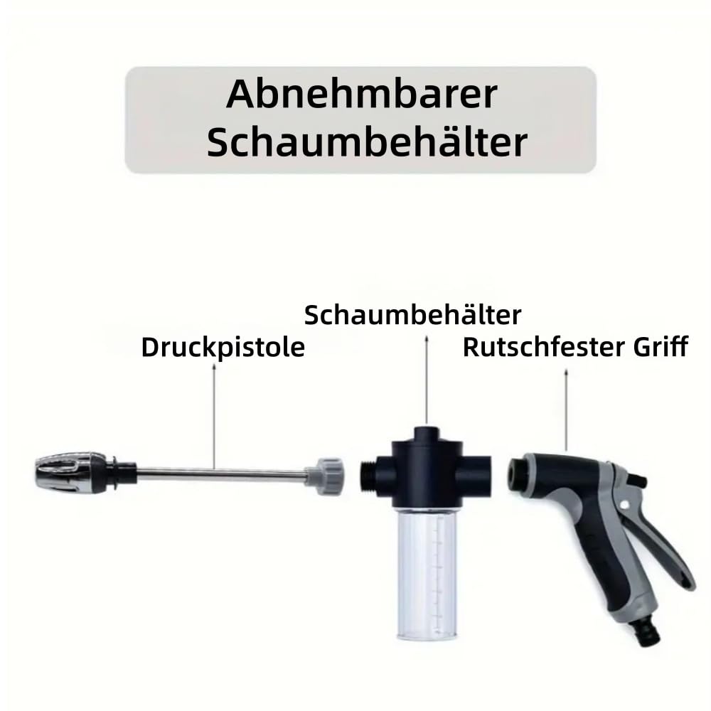 Hochdruck Sprühpistole für Gartenschlauch, 5 einstellbare Sprühmodi, verstellbare Wasserstrahlfunktion, geeignet für Autowäsche, Garten und Terrasse (Grün)