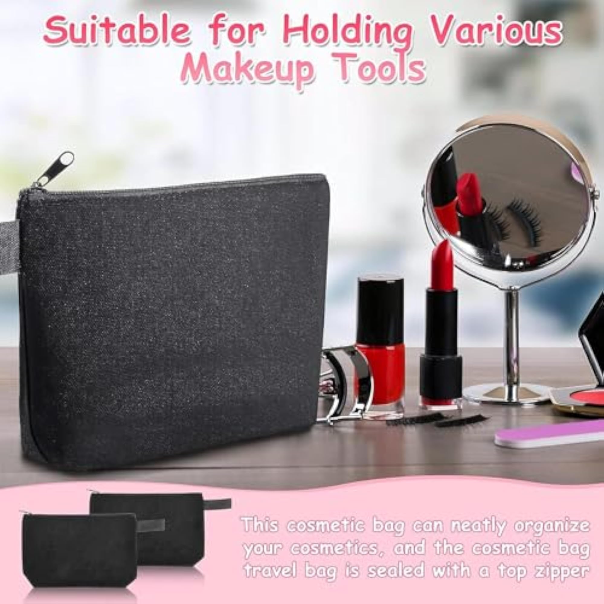 6-Piece Canvas Makeup Bag Set for Travel & DIY